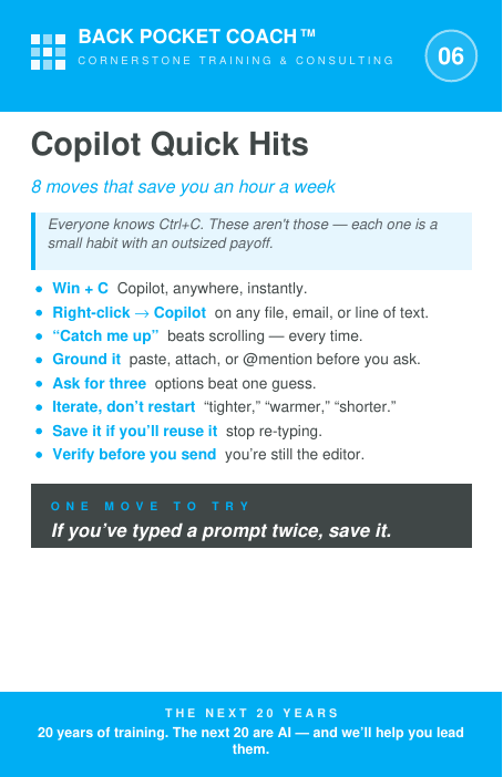 Copilot Quick Hits card